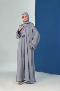 Abaya de Primavera Talla Grande, Color Sólido, Informal, Manga Larga, Color Personalizado, Ropa Islámica, Hiyab, Midi para Mujer, Cuello Alto, OEM - Product Image 3
