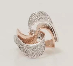 Romántico 14K rosa y plata oro Baguette laboratorio cultivado diamante cóctel y aniversario/anillo de compromiso regalo - Product Image 1