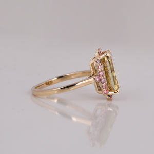 Bague de fiançailles pour femme élégante en or 10KT jaune diamant coupe rayonnante serti Halo classique laboratoire rose créé diamant certifié IGI - Product Image 6