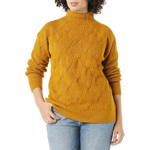 Pull femme grande taille respirant ample surdimensionné gros pull tricoté pull pull hauts col montant manches hiver régulier - Product Image 3