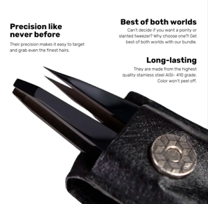 Pinzas para cejas profesionales de acero inoxidable de Color negro de precisión con juego de tijeras para mujeres y hombres respetuosas con el medio ambiente - Product Image 2