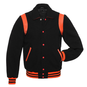 Chaqueta Varsity Verde para Hombre, Estilo Preppy, Cuello Camisero, Manga Regular, Color Sólido, Cierre de Botones, para Otoño - Product Image 5