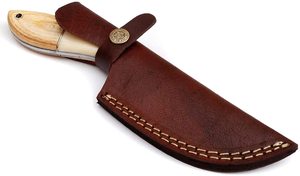 Cuchillo fijo hecho a mano de tamaño personalizado EDC, cuerno negro + mango de hueso, acero de Damasco, madera OEM de alto carbono G10 para caza, uso Industrial - Product Image 5