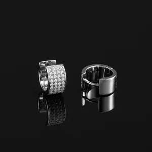 Boucles d'oreilles créoles en argent sterling 925 véritable et diamant de laboratoire, écologiques, avec assurance commerciale - Cadeau unisexe - Product Image 3