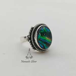 <b>Abalone</b> <b>Shell</b> Ring, Sterling Silver Oval Paua <b>Shell</b> Jewelry - Product Image 6