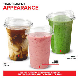 16oz Clear Plastic Disposable <b>Cups</b> Lids Leak Proof BPA Free Freezer Safe for Smoothies Cold Brew <b>Iced</b> <b>Coffee</b> Lemonade - Product Image 6