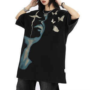 T-shirt en coton 100% respirant de poids lourd noir OEM, fabricant, impression par sublimation personnalisée, t-shirt graphique vintage Y2K, homme, surdimensionné - Product Image 4