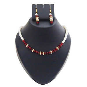 Kriaa <b>Fine</b> <b>Jewelry</b> <b>Set</b> 1501420 Gold-Plated with White Maroon Pearl Elegant and Luxurious - Product Image 1
