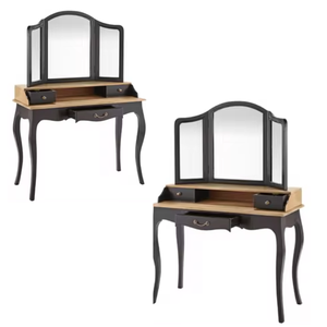 Tocadores de maquillaje vintage de buena fabricación, de madera maciza con tres cristales y cajones para el almacenamiento de maquillaje, muebles para el hogar - Product Image 5