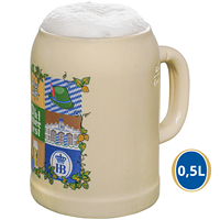 Chope à bière en grès 0,5 L, cadeau du festival Hofbrauhaus Munich, design collage classique Oktoberfest, haute qualité, faite à la main pour hommes