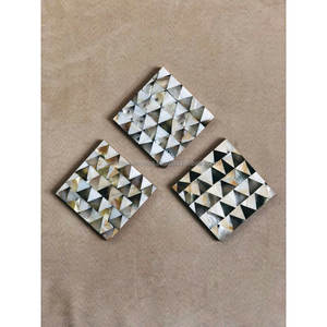 WONDEROVERSEAS Nacre Coaster Set Résine Os Incrustation Noyer Thé Café Tapis Tampons Résine Os Incrustation Sous-verres WONDEROVERSEAS - Product Image 4