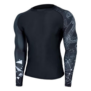 Protector de sarpullido MMA liso de la mejor calidad, protector de manga larga para hombre, protector de sarpullido de compresión de ajuste Regular de manga larga - Product Image 1