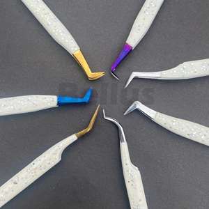 Pinzas de pestañas de alta precisión con logotipo personalizado, herramienta de pestañas con punta de fibra de etiqueta privada para extensión de volumen de belleza profesional - Product Image 3