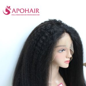 Extensions de cheveux Remy vietnamiens de haute qualité 13x6 perruque frontale avec Kinky Straight couleur noire Premium Human Hairgrade - Product Image 5