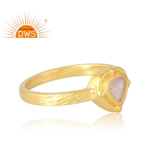 Anillo de piedras preciosas de cuarzo rosa natural chapado en oro de 18 quilates de Plata de Ley 925, fabricante de joyería fina Demi - Product Image 4