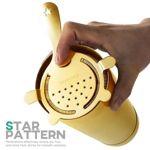 Colador de Cócteles Hawthorne de Lujo Chapado en Oro con Diseño de Estrella Tallada, Resorte Firme, Vertido Suave, Herramienta Profesional para Bartender - Product Image 2