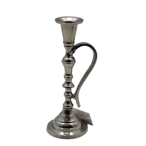 Bougeoir en aluminium de décoration de mariage dernier modèle avec poignée bougeoirs couleur argent nickelé - Product Image 4