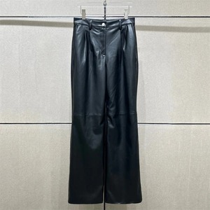 Pantalones de mujer Nuevos pantalones de pierna recta de cintura alta de cuero artificial para el invierno 2024 Pantalones de pierna recta de mujer versátiles Casuales - Product Image 5