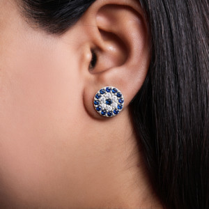 Boucles d'oreilles en saphir et diamant Boucles d'oreilles en argent sterling 925 pour femmes et filles à porter lors de mariages, de fêtes, de cérémonies, de mehendi - Product Image 2