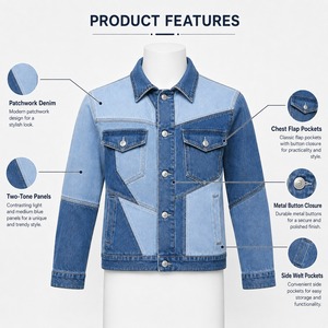Veste en jean pour homme, denim vintage lavé, coupe classique élégante, design durable, idéale pour la mode décontractée, le streetwear et les voyages - Product Image 5