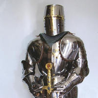 Ensemble complet d'armure de chevalier templier fabriqué à la main ensemble d'armure de croisé médiéval pour reconstitutions, SCA et affichage (épée non incluse)