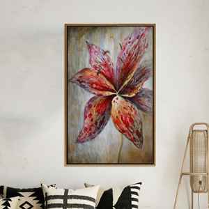 Watercolor Lily Flower Printed Canvas, Elegant Floral Wall Art Print,GOLD <b>FRAMED</b> CANVAS - Product Image 1