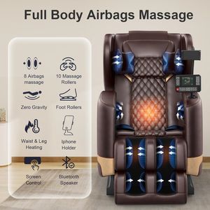 Sillón de Masaje con Mecanismo de Ondas Sincronizadas Único, Reclinable de Gravedad Cero para Todo el Cuerpo, con Riel para Yoga y Estiramiento, Modo de Control por Voz y Reposapiés Automático - Product Image 4