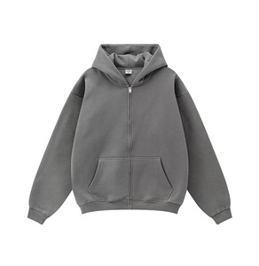 Vente chaude Sweat à capuche personnalisé avec fermeture éclair 100% coton Coupe régulière Unisexe Casual Blank Streetwear Sweat en polaire chaud d'hiver - Product Image 3