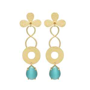 Nueva llegada Designer Leaf Patels Stud Turquoise Gemstone Dangle Earring - Product Image 1