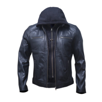 Veste en cuir pour homme à col montant, logo frontal, style motard vintage, haute qualité, personnalisable, prix de gros usine