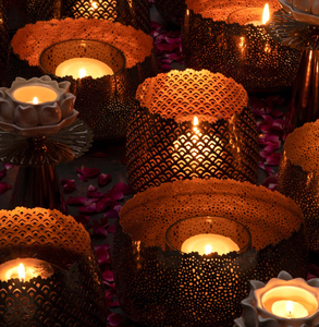 New Gold Metal Candle Jar for <b>Wedding</b> Birthday <b>Anniversary</b> Parties-Elegant Holder for Other Candles & Lanterns - Product Image 3