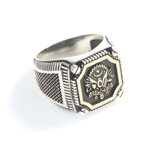 Anillo de Plata de Ley 925 para Hombre con Escudo Otomano y Armadura Islámica, Engaste de Bisel, para Uso Diario, Coleccionable Cultural - Product Image 4