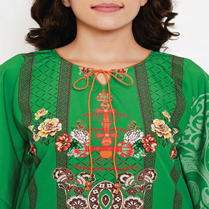 Fabricación personalizada Slim Fit Poliéster Crape Cuello redondo con atar Bordes adornados Maxi Longitud Kaftan - Product Image 6