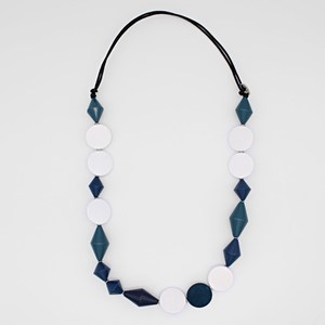 El mejor diseño de joyería india, collar ajustable azul y blanco de moda, ropa de arte ligera hecha de madera de resina inspirada en estilo Ángel - Product Image 2