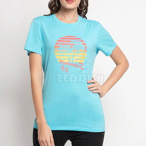 Camiseta de Punto Transpirable de Fibra de Bambú y Algodón Casual de Verano para Mujer, Diseño Más Reciente 2025, Logotipo Personalizado, Impresión Digital, Venta al Por Mayor - Product Image 6