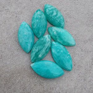 Pierres précieuses en vrac en Amazonite naturelle de qualité AAA + Cabochon en forme de marquise à dos plat toutes tailles couleur verte calibrée - Product Image 3
