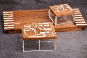 Ensemble brûleur à bakhoor en bois éco-responsable fait main avec bol en acier inoxydable et cendrier en verre, brûleur d'encens arabe religieux - Product Image 6