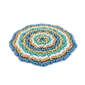 Haute qualité 6 pièces sous-verre perlé ensemble verre fait à la main bricolage personnalisable couleur Style classique forme de fleur pour décor de Table de cuisine - Product Image 2