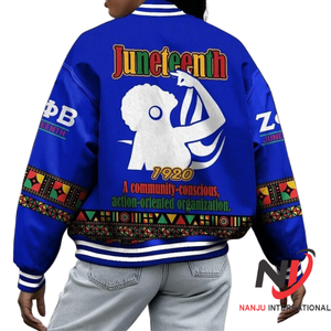 Zeta Phi Beta Sorority Varsity Baseball Veste pour Hommes 100% Coton Respirant V-cou Automne Juneteenth Divine 9 College - Product Image 3