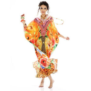 Robe longue en georgette légère pour femmes avec des imprimés tribaux Robe kaftan à prix compétitif - Product Image 5