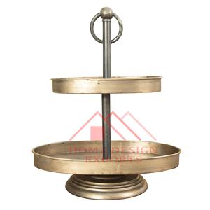 Plateau à 2 niveaux en métal antique en laiton de dernière conception pour les ustensiles de cuisine à la maison Plateau décoratif de fruits en fer de haute qualité pour la maison - Product Image 2