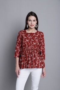Top Kurti moderne et élégant en pur coton à manches courtes/longues pour filles Prêt à porter Design occidental pour les occasions spéciales Disponible en vrac - Product Image 4