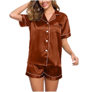 Vêtements de nuit doux pour femmes Vente en gros de shorts à manches courtes en satin de soie Chemises de nuit Pyjamas 2 pièces Respirant Vêtements de nuit pour femmes 2026 - Product Image 6