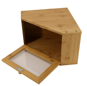 Caja de pan de Acacia para encimera de cocina, estante Extra grande, contenedor de almacenamiento de pan de madera, ventanas transparentes y rejillas de ventilación - Product Image 4