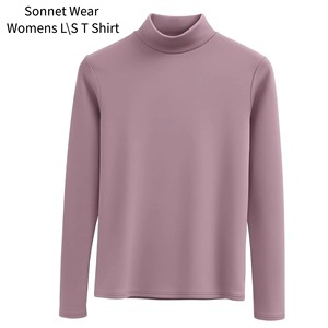 Womens solid Soft Knit Long Sleeve Slim Fit Pullover Top for Winter - Product Image 1
