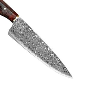 Vente en gros de commandes en gros personnalisées OEM ODM couteau de chef de cuisine en acier damassé fait à la main professionnel avec étui en cuir - Product Image 4