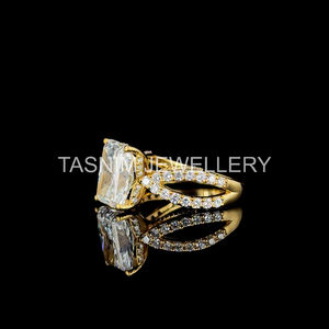 Collier pour femme en or 10 carats de luxe personnalisé avec diamants de laboratoire de 4 carats, demi-pavé, coupe brillante complète, pour perle d'eau douce certifiée - Product Image 2