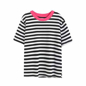 Camisetas de pana de manga corta con cuello alto y corte ajustado para mujer, con logotipo personalizado e impresión, ecológicas y antiarrugas - Product Image 1