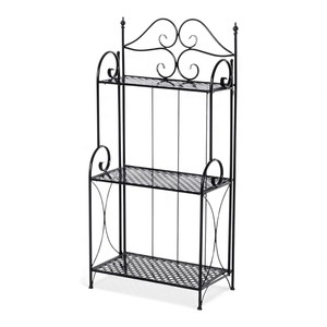 Moderno Soporte de Metal Negro de Dos Niveles para Plantas con Estante de Rejilla Abierta para Decoración de Jardín Interior y Balcón - Product Image 2