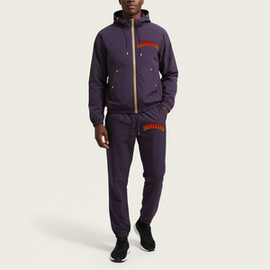 Nylon Polyester Tracksuits <b>Zip</b> <b>up</b> <b>Jacket</b> and Pants Hooded Jogging Suit 2 Piece Set Windbreaker Lightweight Blank Sweat Suit - Product Image 1